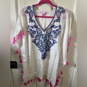 Lilly Pulitzer white Castillo caftan swim coverup size L/XL